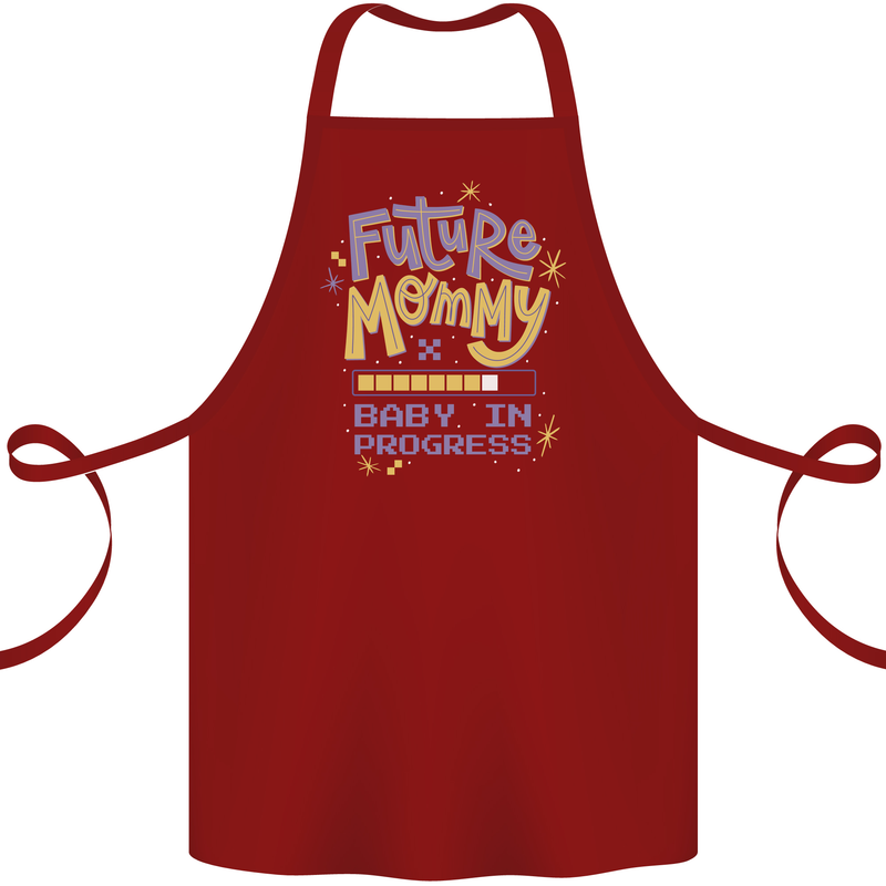 Future Mommy New Baby in Progress Pregnancy Cotton Apron 100% Organic Maroon