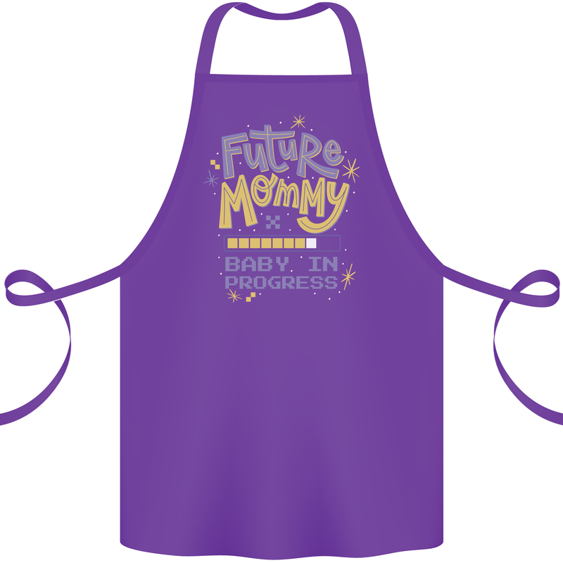 Future Mommy New Baby in Progress Pregnancy Cotton Apron 100% Organic Purple