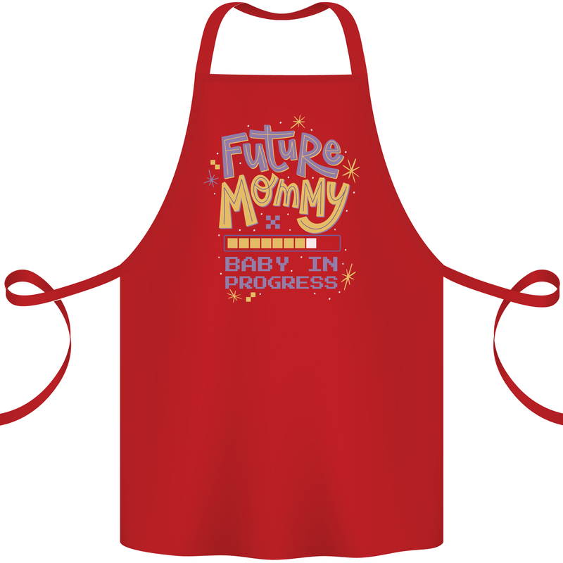 Future Mommy New Baby in Progress Pregnancy Cotton Apron 100% Organic Red