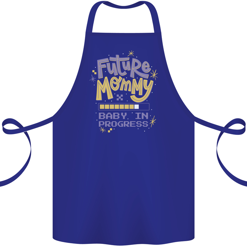 Future Mommy New Baby in Progress Pregnancy Cotton Apron 100% Organic Royal Blue