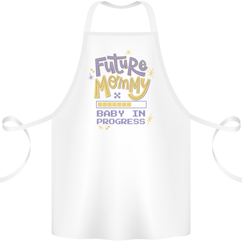 Future Mommy New Baby in Progress Pregnancy Cotton Apron 100% Organic White