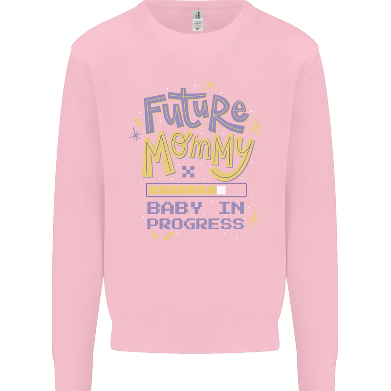 Future Mommy New Baby in Progress Pregnancy Kids Sweatshirt Jumper Light Pink