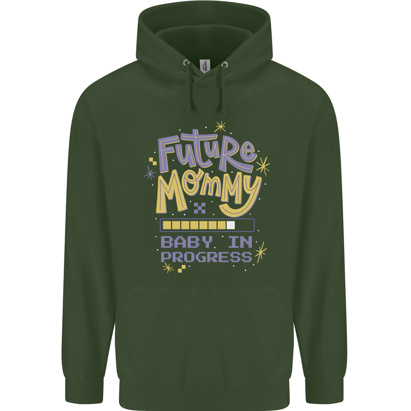 Future Mommy New Baby in Progress Pregnancy Mens 80% Cotton Hoodie Forest Green