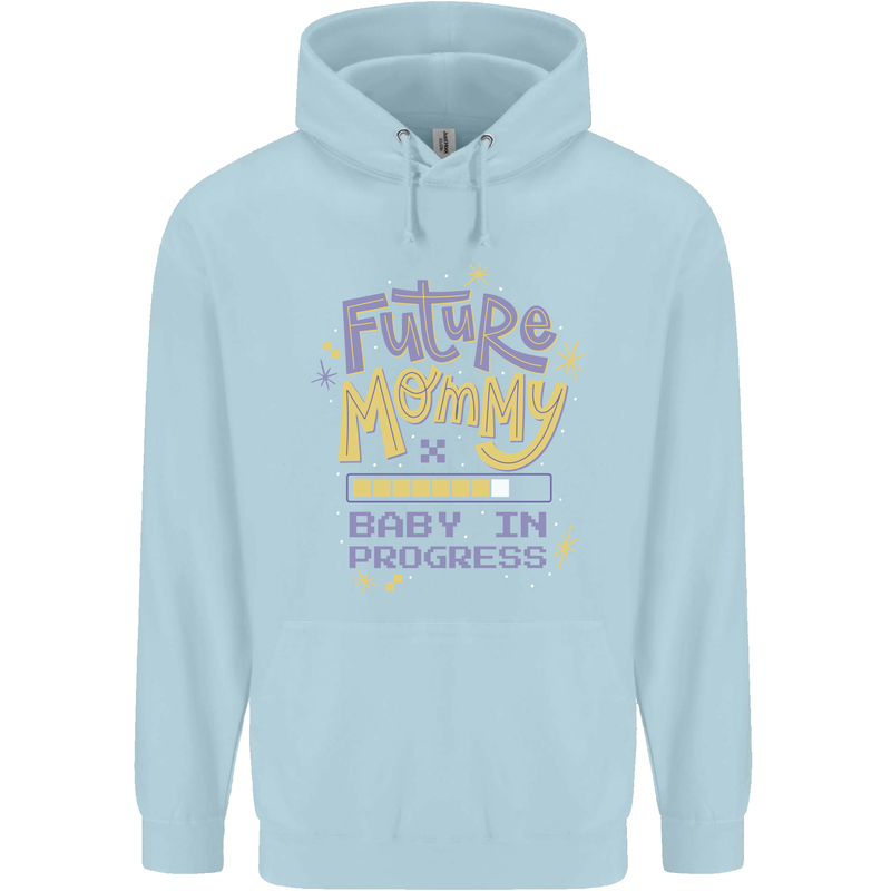 Future Mommy New Baby in Progress Pregnancy Mens 80% Cotton Hoodie Light Blue