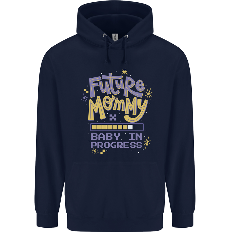 Future Mommy New Baby in Progress Pregnancy Mens 80% Cotton Hoodie Navy Blue