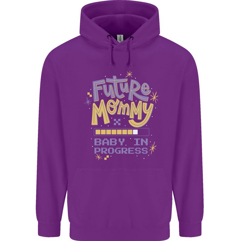 Future Mommy New Baby in Progress Pregnancy Mens 80% Cotton Hoodie Purple