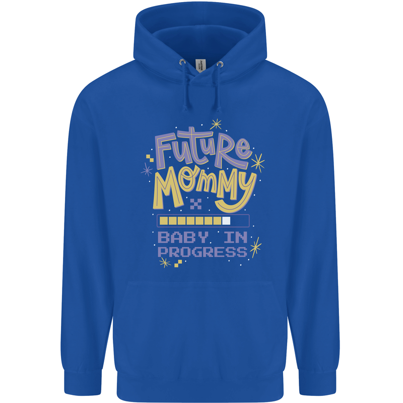 Future Mommy New Baby in Progress Pregnancy Mens 80% Cotton Hoodie Royal Blue