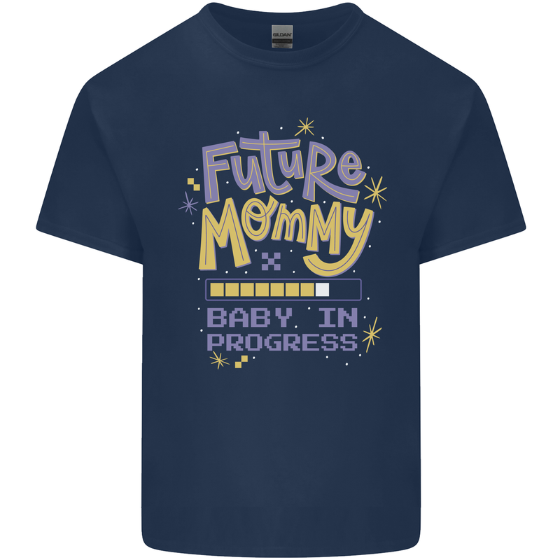 Future Mommy New Baby in Progress Pregnancy Mens Cotton T-Shirt Tee Top Navy Blue