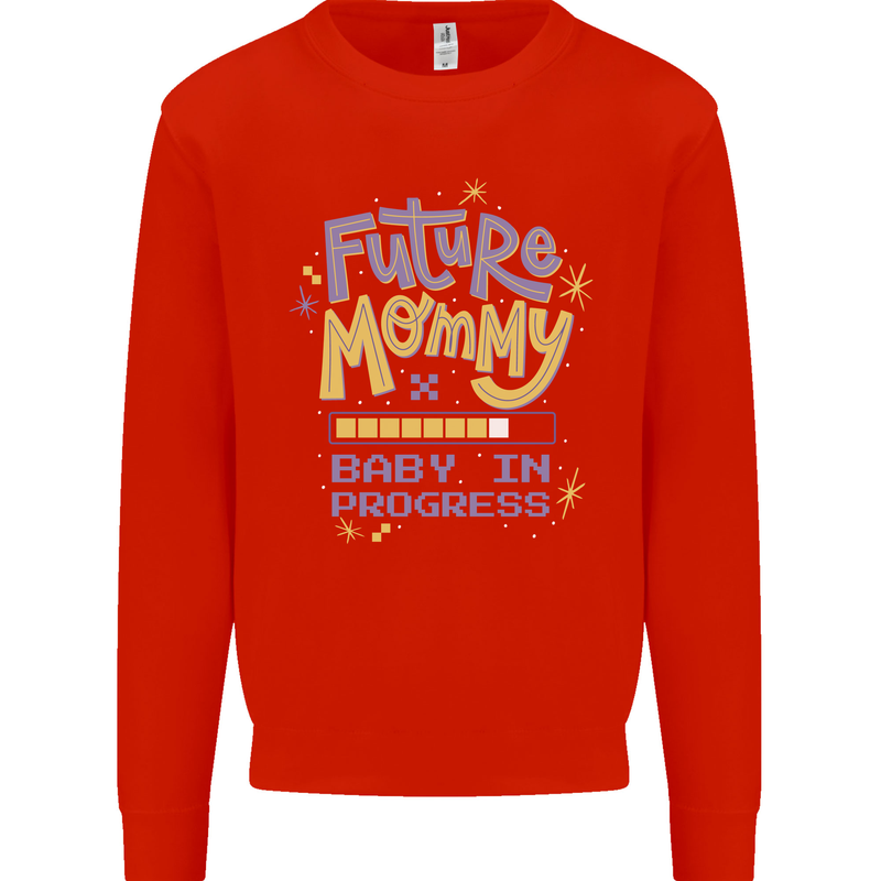 Future Mommy New Baby in Progress Pregnancy Mens Sweatshirt Jumper Bright Red