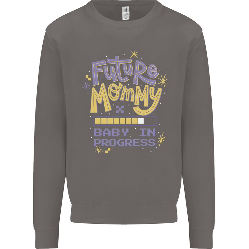 Future Mommy New Baby in Progress Pregnancy Mens Sweatshirt Jumper Charcoal