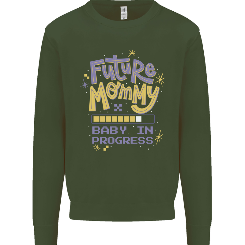 Future Mommy New Baby in Progress Pregnancy Mens Sweatshirt Jumper Forest Green