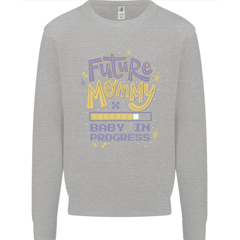 Future Mommy New Baby in Progress Pregnancy Mens Sweatshirt Jumper Sports Grey