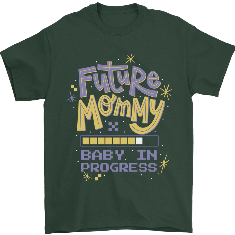 Future Mommy New Baby in Progress Pregnancy Mens T-Shirt 100% Cotton Forest Green