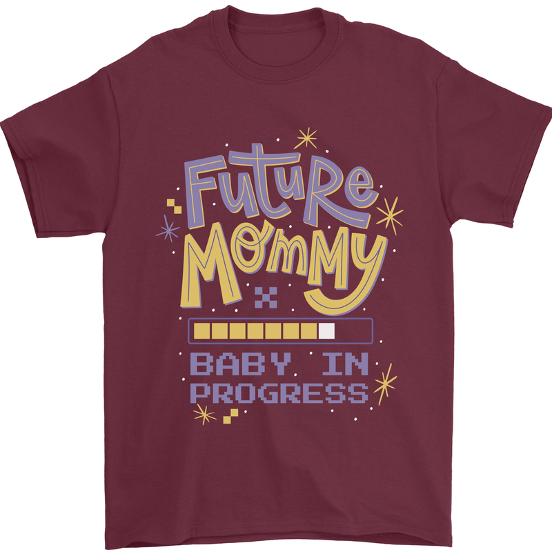 Future Mommy New Baby in Progress Pregnancy Mens T-Shirt 100% Cotton Maroon