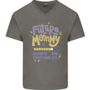Future Mommy New Baby in Progress Pregnancy Mens V-Neck Cotton T-Shirt Charcoal