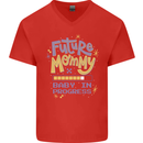 Future Mommy New Baby in Progress Pregnancy Mens V-Neck Cotton T-Shirt Red