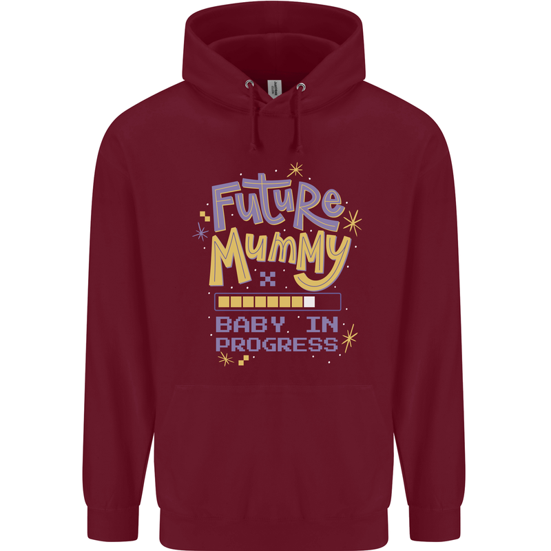 Future Mummy New Baby in Progress Pregnancy Childrens Kids Hoodie Maroon