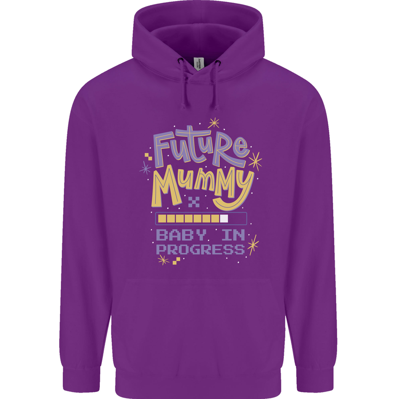 Future Mummy New Baby in Progress Pregnancy Childrens Kids Hoodie Purple