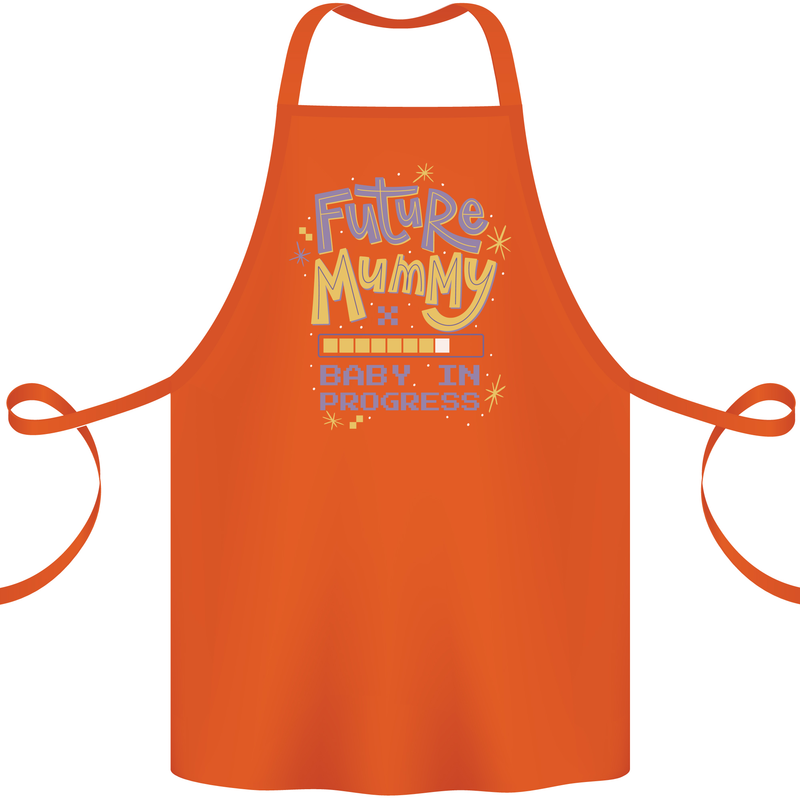 Future Mummy New Baby in Progress Pregnancy Cotton Apron 100% Organic Orange