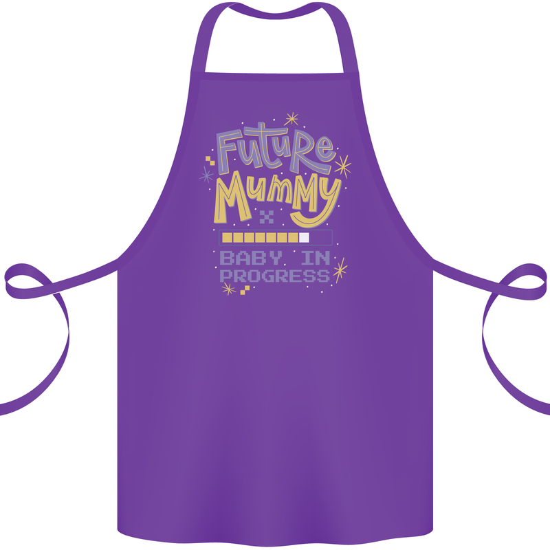 Future Mummy New Baby in Progress Pregnancy Cotton Apron 100% Organic Purple