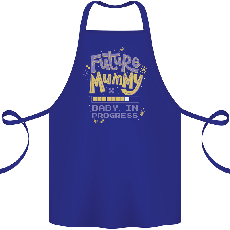 Future Mummy New Baby in Progress Pregnancy Cotton Apron 100% Organic Royal Blue