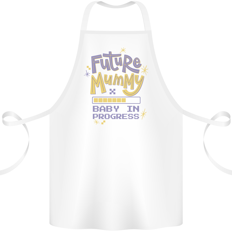 Future Mummy New Baby in Progress Pregnancy Cotton Apron 100% Organic White