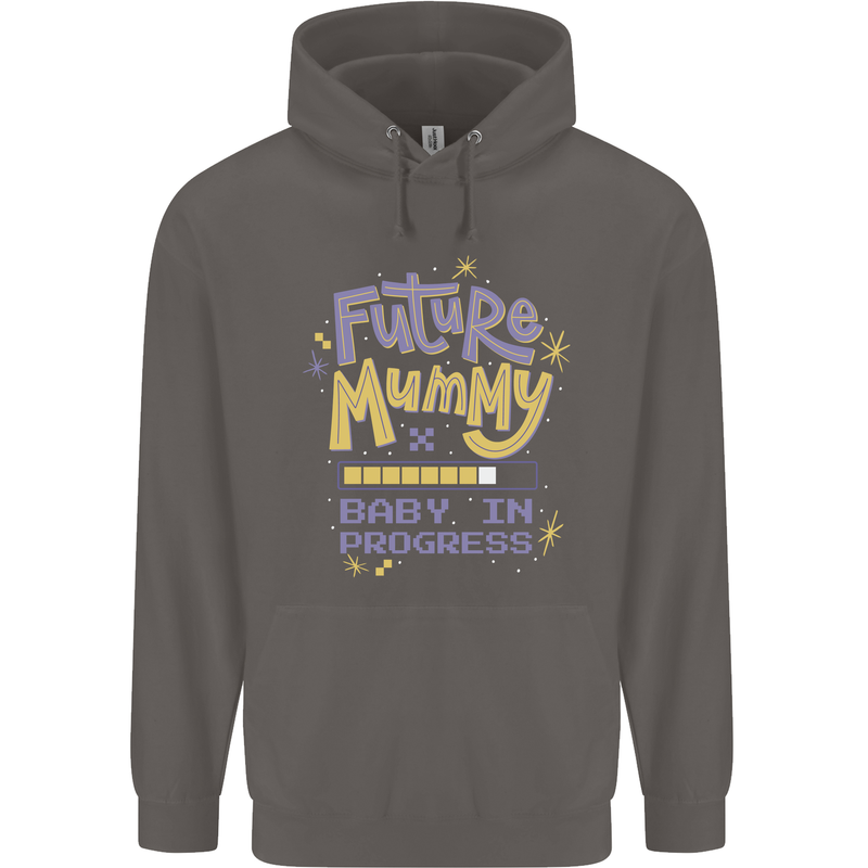 Future Mummy New Baby in Progress Pregnancy Mens 80% Cotton Hoodie Charcoal