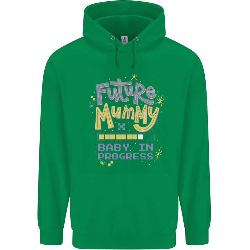 Future Mummy New Baby in Progress Pregnancy Mens 80% Cotton Hoodie Irish Green