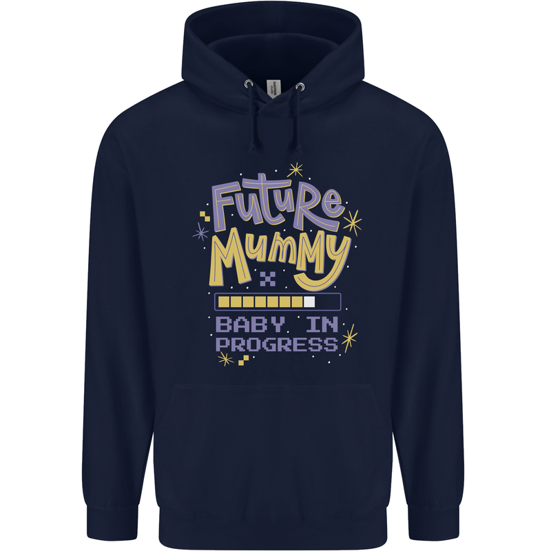 Future Mummy New Baby in Progress Pregnancy Mens 80% Cotton Hoodie Navy Blue