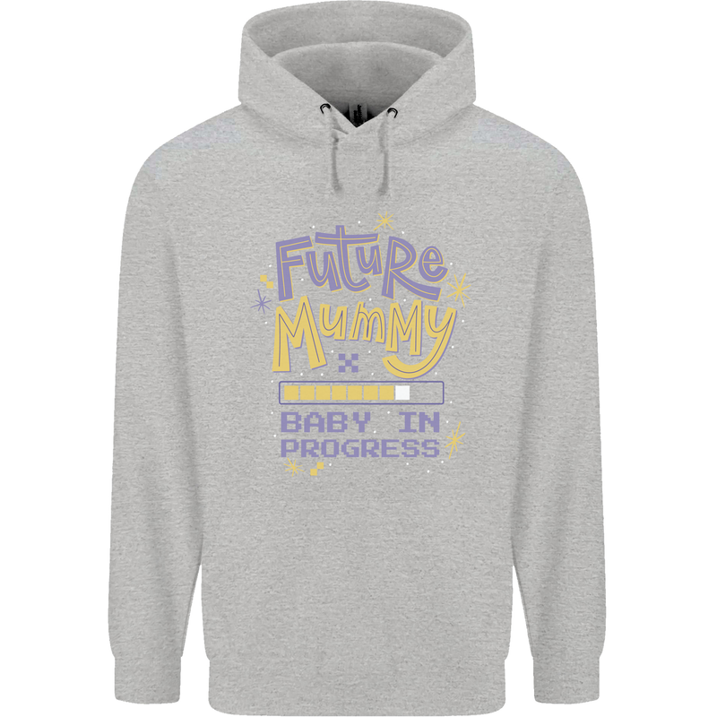 Future Mummy New Baby in Progress Pregnancy Mens 80% Cotton Hoodie Sports Grey