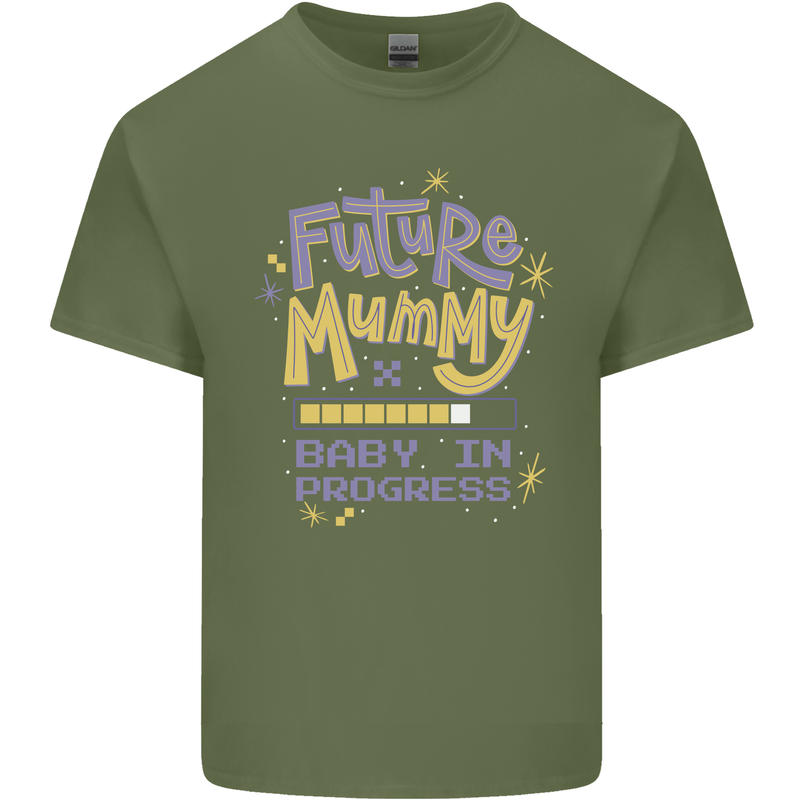 Future Mummy New Baby in Progress Pregnancy Mens Cotton T-Shirt Tee Top Military Green