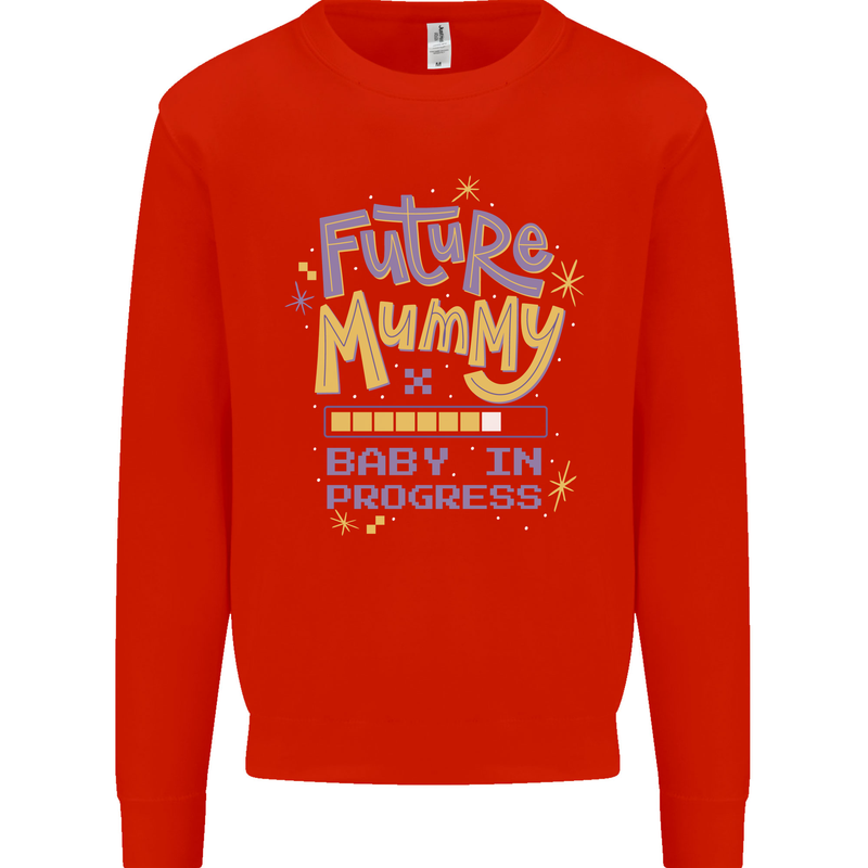 Future Mummy New Baby in Progress Pregnancy Mens Sweatshirt Jumper Bright Red