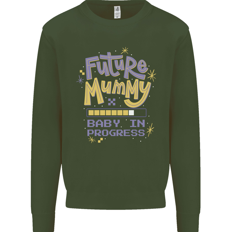 Future Mummy New Baby in Progress Pregnancy Mens Sweatshirt Jumper Forest Green