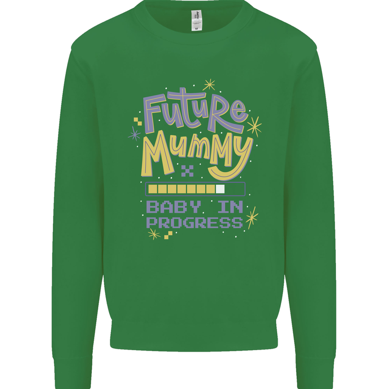Future Mummy New Baby in Progress Pregnancy Mens Sweatshirt Jumper Irish Green