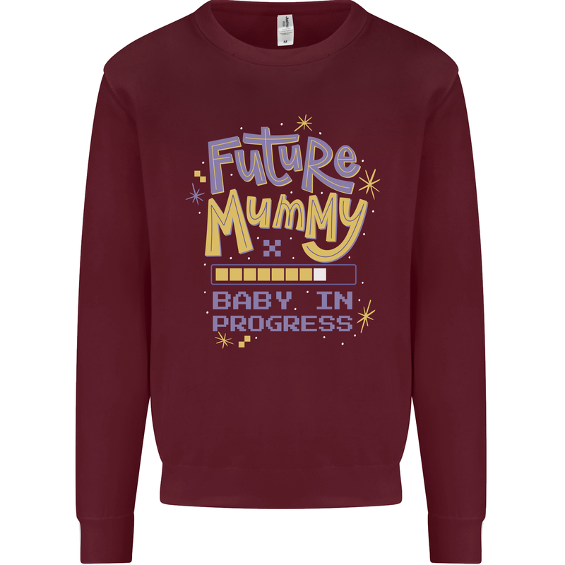 Future Mummy New Baby in Progress Pregnancy Mens Sweatshirt Jumper Maroon