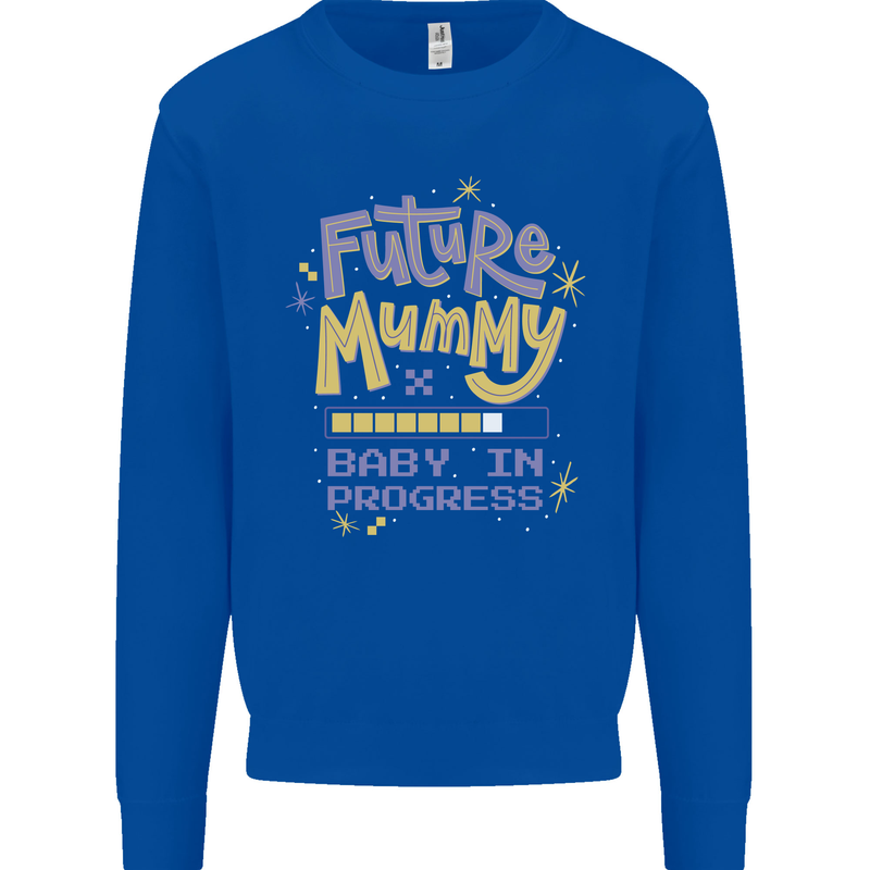Future Mummy New Baby in Progress Pregnancy Mens Sweatshirt Jumper Royal Blue