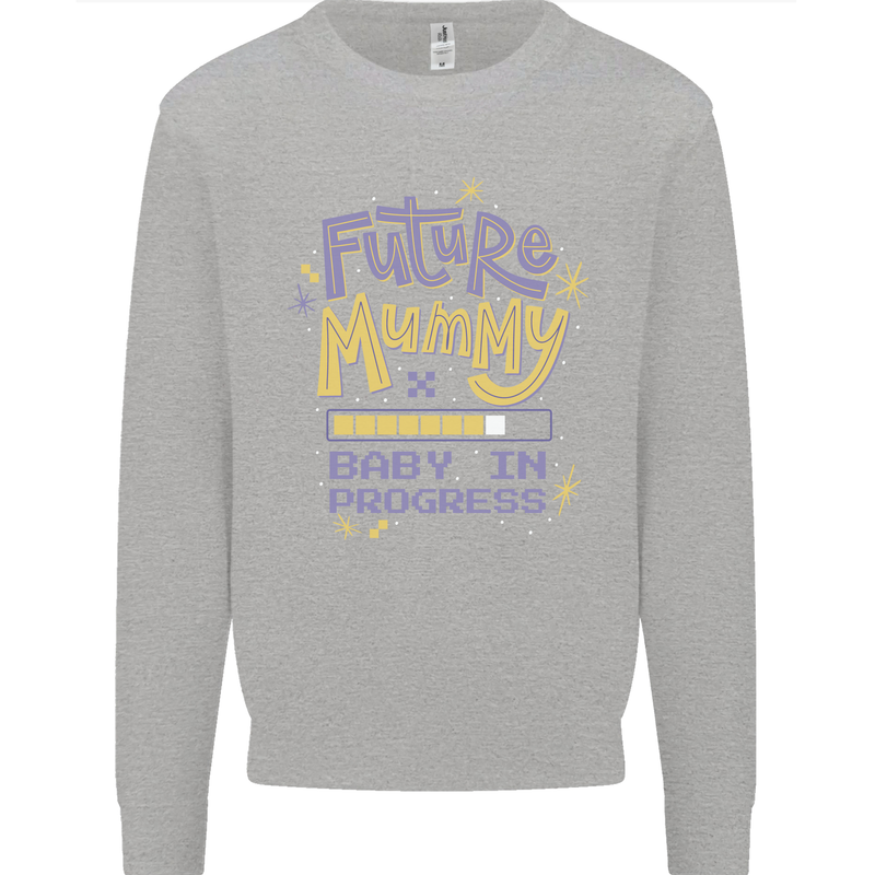 Future Mummy New Baby in Progress Pregnancy Mens Sweatshirt Jumper Sports Grey