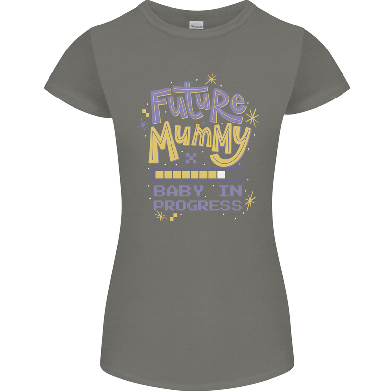 Future Mummy New Baby in Progress Pregnancy Womens Petite Cut T-Shirt Charcoal