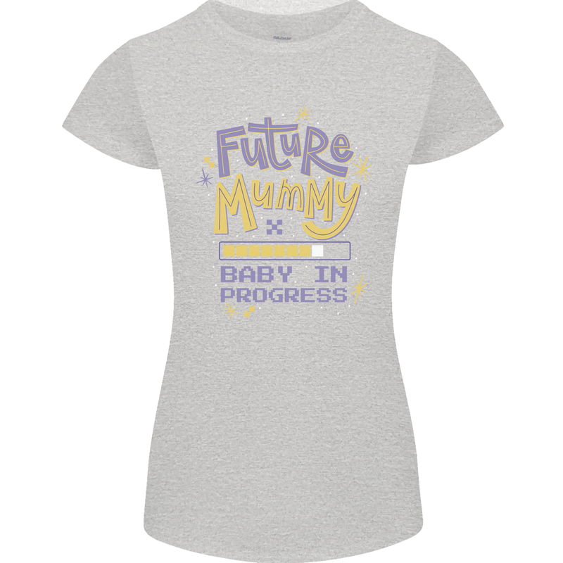 Future Mummy New Baby in Progress Pregnancy Womens Petite Cut T-Shirt Sports Grey