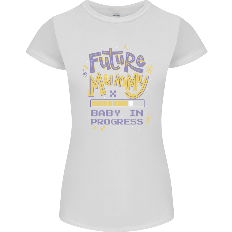Future Mummy New Baby in Progress Pregnancy Womens Petite Cut T-Shirt White