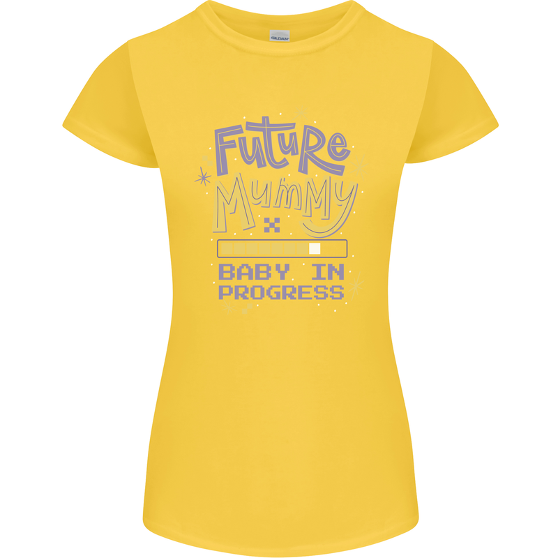 Future Mummy New Baby in Progress Pregnancy Womens Petite Cut T-Shirt Yellow