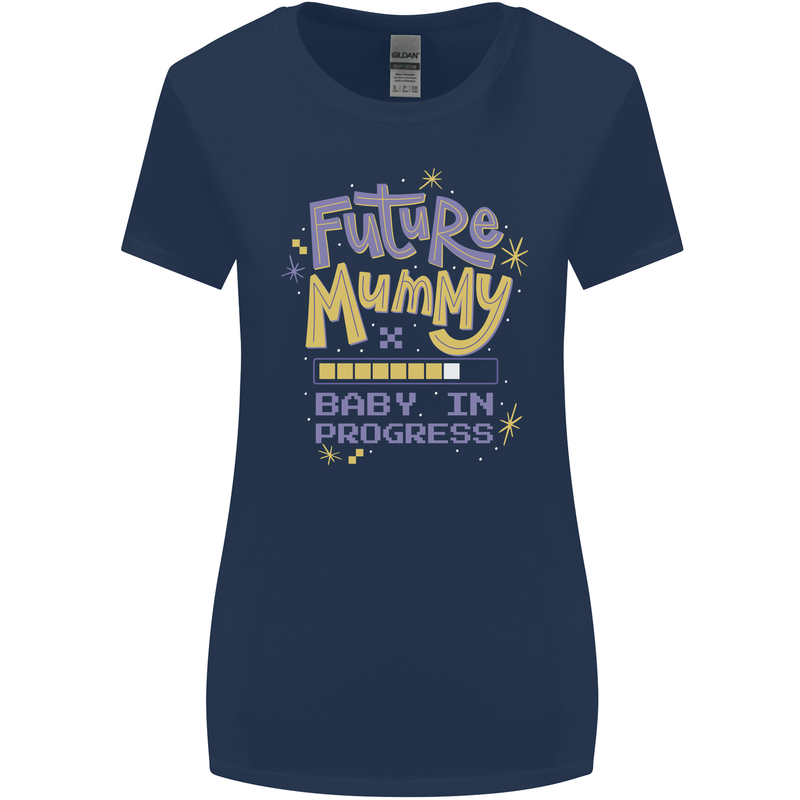 Future Mummy New Baby in Progress Pregnancy Womens Wider Cut T-Shirt Navy Blue
