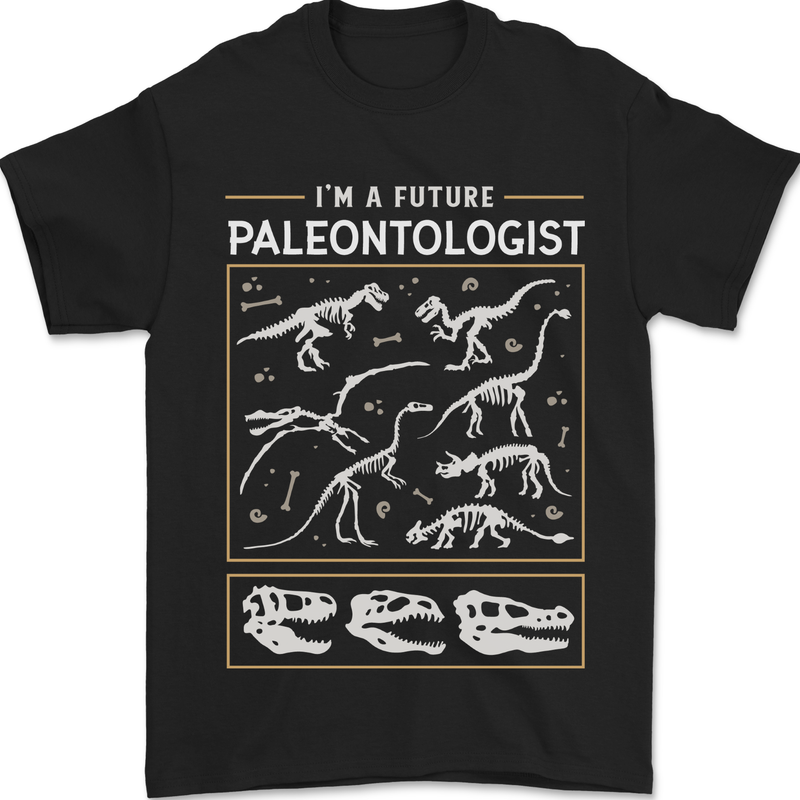 Future Palaeontologist Dinosaurs T-Rex Mens T-Shirt 100% Cotton Black