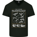 Future Palaeontologist Dinosaurs T-Rex Mens V-Neck Cotton T-Shirt Black