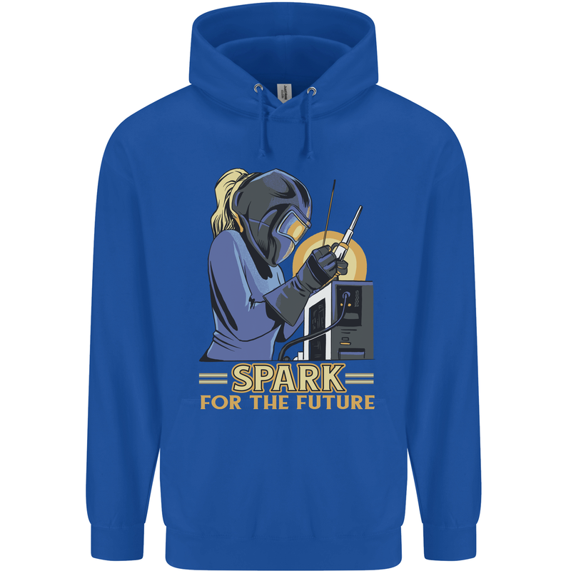 Future Spark Female Welder Welding Childrens Kids Hoodie Royal Blue