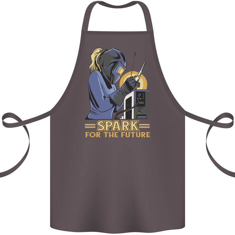 Future Spark Female Welder Welding Cotton Apron 100% Organic Dark Grey