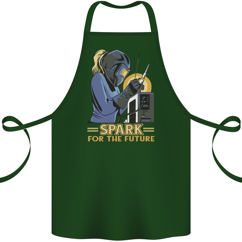 Future Spark Female Welder Welding Cotton Apron 100% Organic Forest Green