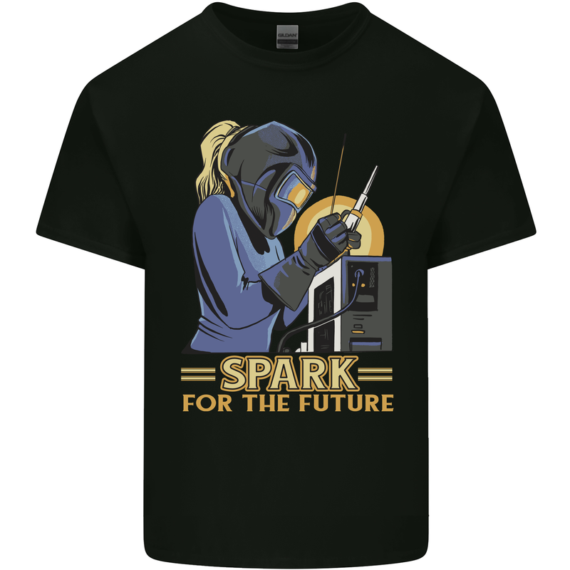 Future Spark Female Welder Welding Kids T-Shirt Childrens Black