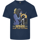 Future Spark Female Welder Welding Kids T-Shirt Childrens Navy Blue
