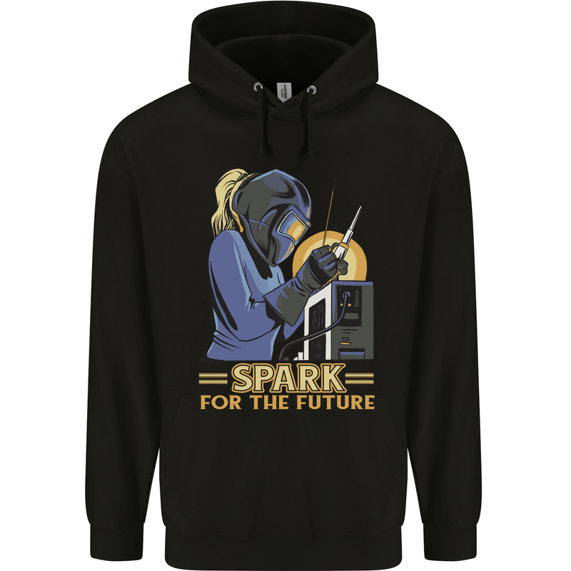 Future Spark Female Welder Welding Mens 80% Cotton Hoodie Black